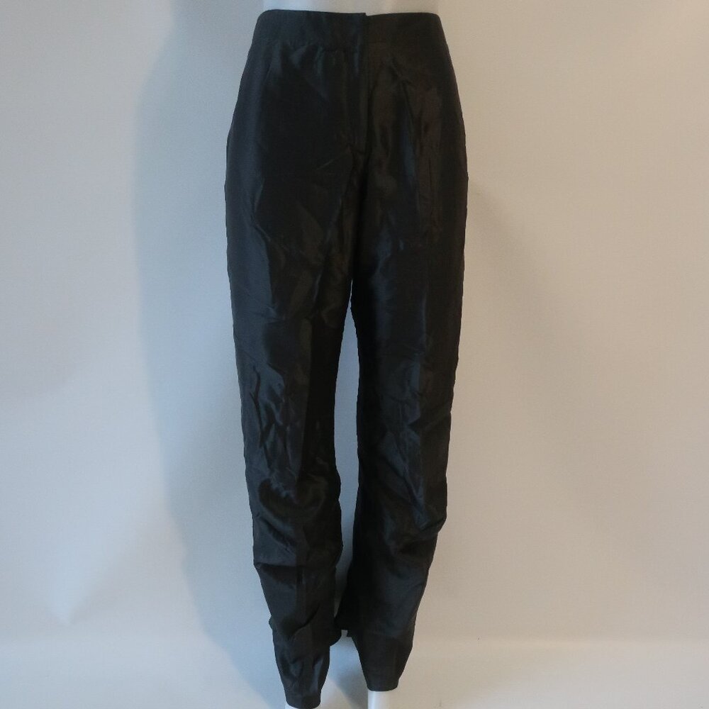 Women Giorgio Armani Off-Black Borgo-21 Pure Silk Flat Front Flare Pant 46 US/XL